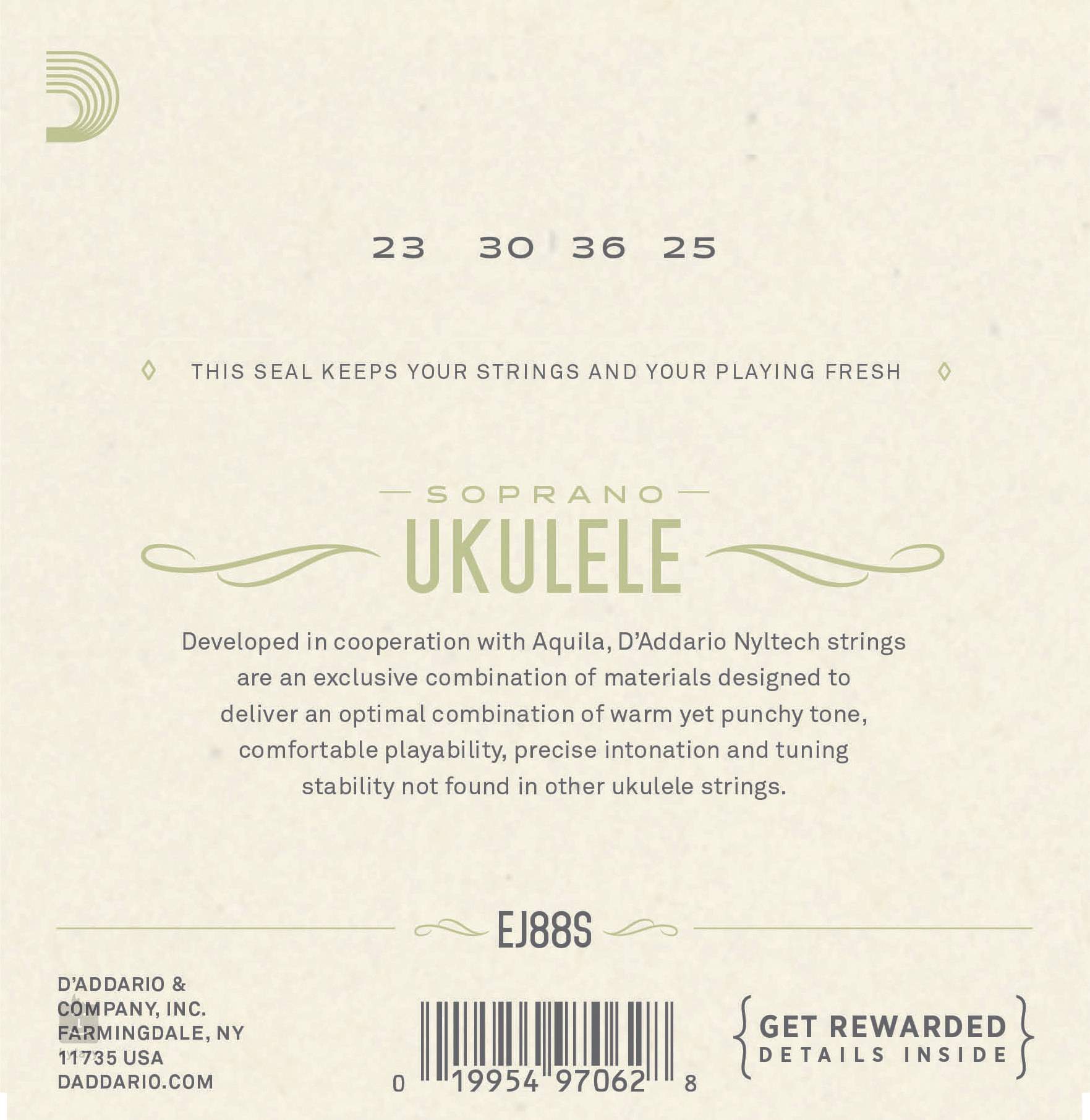 D´Addario EJ88S na sopránové ukulele