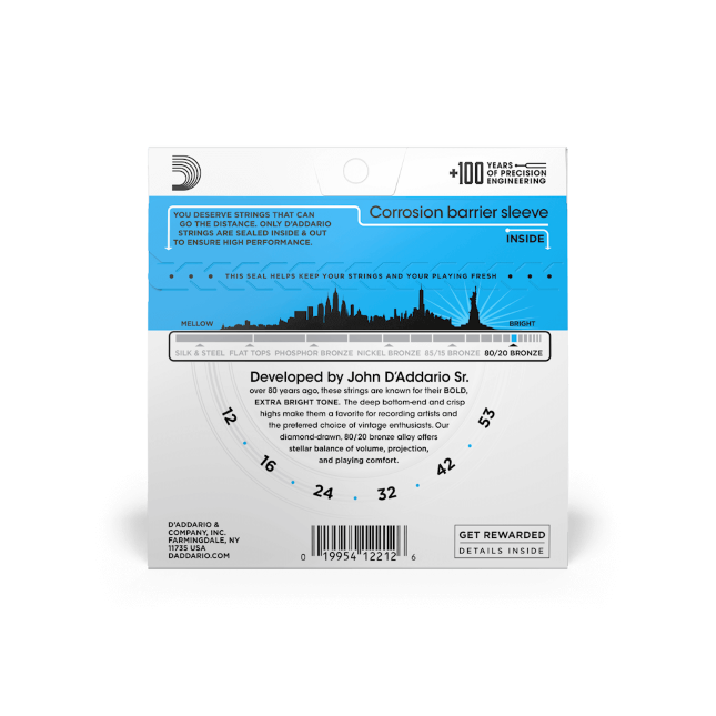 D´addario EJ11 80/20 light na akustickou kytaru